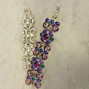 Vintage Napier Enamel Rhinestones Link Bracelet